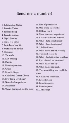 a pink poster with the words send me a number