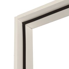 an image of a white frame with black trim on the bottom and top edge, against a white background