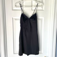 Intimately Free People Lover Girl Mini Slip Dress New With Tags- Has A Couple White Marks But Should Wash Out! Satin Like Material With Lace Edge Strappy Back Free People Adella Dress, Thrift Inspiration, Slate Blue Dresses, Free People Slip Dress, Lover Girl, Hoco Dress, Black Slip Dress, Formal Outfits, Mini Slip