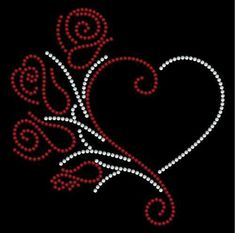 a red heart with swirls and hearts on the black background is shown in this file