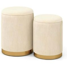 two white stools sitting next to each other