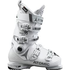 the atomic ski boot is white and purple