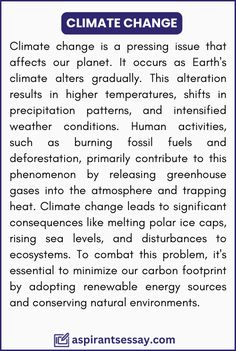 Paragraph on Climate Change in English (100, 150, 200, 250 Words) | More samples are on the blog for students Paragraph Examples Student, 5 Paragraph Essay Examples, Importance Of Trees Essay, Essay Body Paragraph, Pollution Essay In English, Essay Samples, Climate Changing, Short Paragraph, Admission Essay