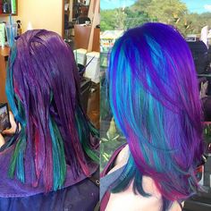 Different Colored Hair, Peacock Hair Color, Bubble Hair, Peacock Hair, Lumpy Space, Vivid Hair Color