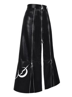 ❤︎Electric Moon Design Zip Super A-Line Leather Long Skirt❤︎ Black Gothic Long Skirt Bottoms, Black Gothic Long Skirt, Edgy Black Long Skirt, Edgy Long Black Skirt, Leather Long Skirt, Long Leather Skirt, Pearl Bag, Fashion Gallery, Moon Design