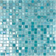 blue glass mosaic tile on the wall