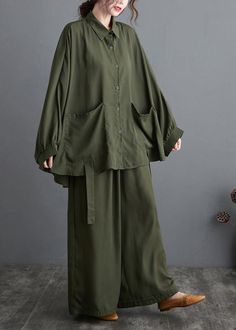 Wide Legged Pants, Green Two Piece, Mode Turban, Muslim Fashion Outfits, Casual Home, Stylish Dress Book, Spring Art