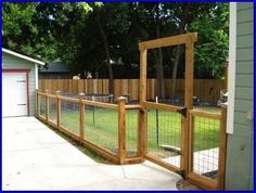 (paid link) Dog Fence  - How to Build for Cheap. Pergola Entrance, Wire And Wood Fence, Welded Wire Fence, Diy Privacy Fence, Wood Fence Design, Dog Yard, Metal Pergola