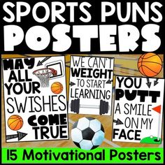 sports puns posters for kids to practice their skills and play with the basketball ball