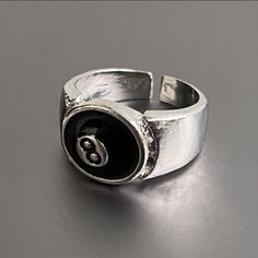 Y2k 2000s Vintage Retro Style 8 Ball Chrome Silver Ring These Rings Are Unisex! Size Can Be Adjusted Brand New Masc Rings, Men’s Ring, Men Rings Aesthetic, Men’s Rings, Tvd Shifting, Alt Rings, Fire Accessories, 2000s Jewelry, Shifting Motivation