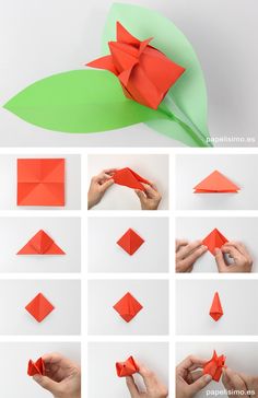 step by step instructions to make origami flowers