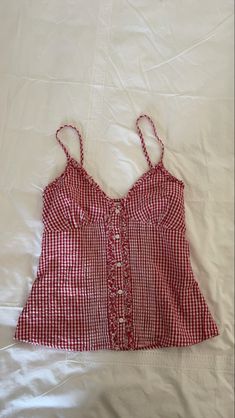 Red Babydoll Dress Aesthetic, Gingham Summer Outfit, Red Babydoll Top, Messy French Girl Outfits, Cmbyn Aesthetic Outfit, Cottage Core Tops, French Aesthetic Fashion, Milkmaid Aesthetic, Gingham Clothes