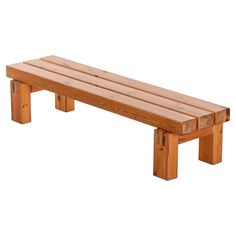 a wooden bench sitting on top of a white background