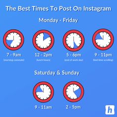 the best times to post on instagram monday - friday, saturday, and sunday