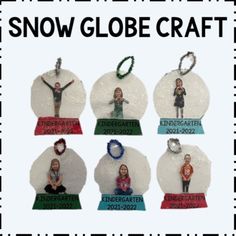 the snow globe craft is designed to look like children in winter clothes and holding their hands up