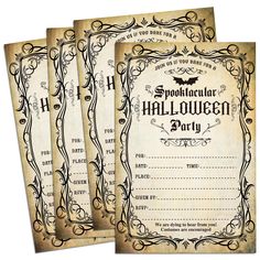 three halloween party flyers with bats on them