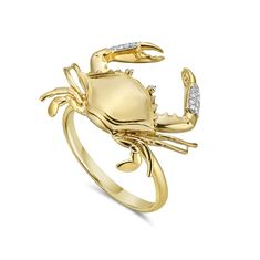 Introducing our captivating 14K Blue Crab Ring, adorned with 18 Diamonds totaling 0.065 carat. Crafted in radiant 14K yellow gold, this ring is a unique and stylish homage to the wonders of marine life. Metal: 14k Yellow Gold Material: Gold Color: Yellow Purity: 14K Stone Type: Diamond Stone Weight: 0.065 carat The focal point of this mesmerizing ring is the intricately designed blue crab, capturing the essence of the sea in a stylish and distinctive form. The 18 diamonds add a touch of sparkle, Crab Ring, Blue Crab, Diamond Stone, Marine Life, Gold Material, Crab, Focal Point, Gold Color, Essence