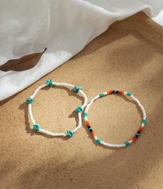 2pcs Vintage Western Style Turquoise Beaded Anklet Bracelet Jewelry Accessories Western Beaded Bracelets, Western Beaded Jewelry, Bracelets Western, Ankle Braclets, Vintage Western Style, Beaded Anklet, Bracelets Design, Beads Bracelet Design, Bead Ideas