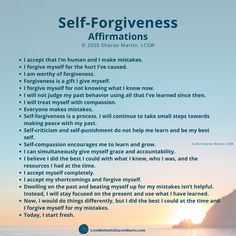 a poster with the words self - forgiveness affirmations on it