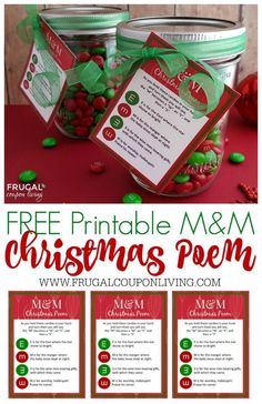 free printable christmas poem for kids and adults to use in the holiday season, including candy