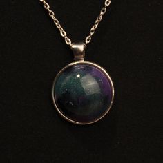 Ask Me About Custom Pieces. I Can Do Any Color And Style Handmade By Jewel Epoxy Resin Circle Pendant Galaxy Purple Blue Green Black 18 Inch Silver Chain Galaxy Epoxy, Wardrobe Wishlist, Blue Black Color, Circle Pendant, Dream Wardrobe, Green And Purple, Epoxy Resin, Blue Purple, Womens Jewelry Necklace