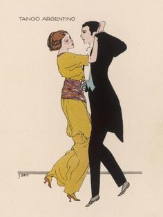 an illustration of a man and woman dancing