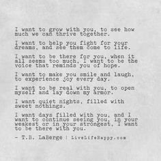 an old typewriter with the words i want to grow with you