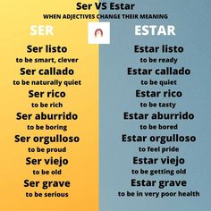 two different types of spanish words are shown in this graphic style, with the same color scheme