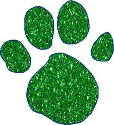 an animal's paw print made out of green grass with white dots on it