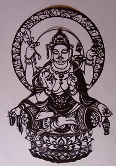 a drawing of a buddha sitting in the middle of a circle