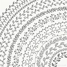 an image of a line drawing with flowers and leaves