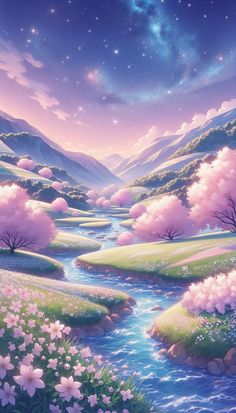 an image of a beautiful landscape with flowers