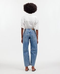 The Darted Barrel-Leg Jean | Madewell Barrel Leg Jeans Outfit, Barrel Jeans Outfit, Barrel Leg Jeans, Madewell Style, Barrel Jeans, Nyc Outfits, Autumn 2024, Petite Jeans, Fashion Sense