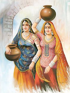 two women carrying pots in their hands