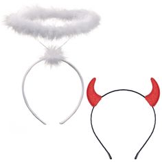 PRICES MAY VARY. COMPLETE COSTUME SET: Get ready for any occasion with our set featuring an Angel Halo and Devil Horns Headband, ensuring you're prepared for heavenly or devilish transformations. Perfect for Halloween, cosplay, and more! HEAVENLY ANGEL HALO: Embrace your angelic side with our White Feather Halo. Crafted for durability and comfort, this halo adds purity and allure to any costume, making you stand out at Halloween parties and cosplay events. DEVILISHLY CHARMING HORNS: Turn heads w Angel Devil Cosplay, Devil Cosplay, Angel And Devil Costume, Horns Headband, Angel Halo, Bubble Tea Boba, Duo Costumes, Costume Making, Horn Headband