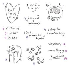 handwritten instructions for how to draw hearts