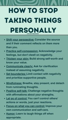 Stop Taking Things Personally, Taking Things Personally, Husband Wife Jokes, Mental Health Facts, Mental Health Therapy, Wife Jokes, Luxurious Bedroom, Positive Self Talk