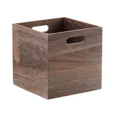 a square wooden box with handles on the front and bottom, made out of wood