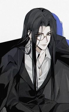 an anime character with long black hair