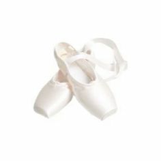 two white ballet shoes with straps on the bottom and one in the middle, against a white background