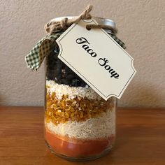 a jar filled with rice and other food