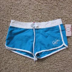 Nwt Ron Jon Surf Shop Aqua Blue White Size 1 Swim Bottom Cover Up Shorts Velcro Fly, Ties At Waist, Back Pkt Polyester Inseam: 1.5" 15" Waist Laying Flat Across Smoke Free Home Blue Swimsuit Cover Up, Baddie Pjs, Tropical Clothes, Trashy Outfits, White Swim, Tankini With Shorts, Tropical Outfit, Ron Jon, Ron Jon Surf Shop