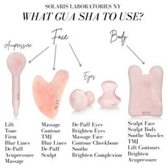 SKIN HEALTH & BEAUTY TOOLS - INSPIRED BY REAL SKIN ISSUES – Solaris Laboratories NY Gua Sha Technique, Facial Massage Techniques, Gua Sha Facial, Diy Facial, Basic Skin Care Routine, Yoga Facial, Face Yoga