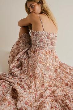 Sundrenched Printed Maxi Dress | Free People Thrifting Ideas, Dresses Sundresses, Brown Maxi Dresses, Free People Summer, Simple Sandals, Spring Family, Future Wardrobe, Vacay Outfits, Maxi Sundress