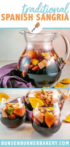 a pitcher filled with liquid and sliced oranges