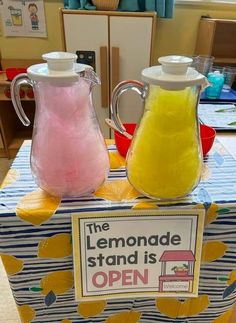 the lemonade stand is open for everyone to see