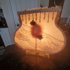 a lamp that is on top of a table