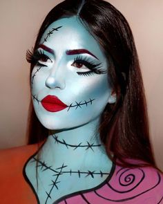 Sally Halloween Costume, Sally Makeup, Nightmare Before Christmas Costume, Sally Costume, Holloween Makeup, Cute Halloween Makeup, Halloween Makeup Ideas, Halloween Makeup Pretty, Cool Halloween Makeup