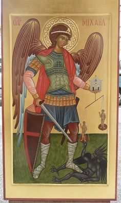 an icon depicting the saint michael the angel