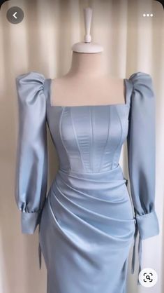 Baby Blue Dress, Baby Blue Dresses, Draping Fashion, Gowns Dresses Elegant, Prom Dresses 2020, Fashion Design Patterns, Women Dresses Classy, Modest Dresses Casual, Long Prom Gowns